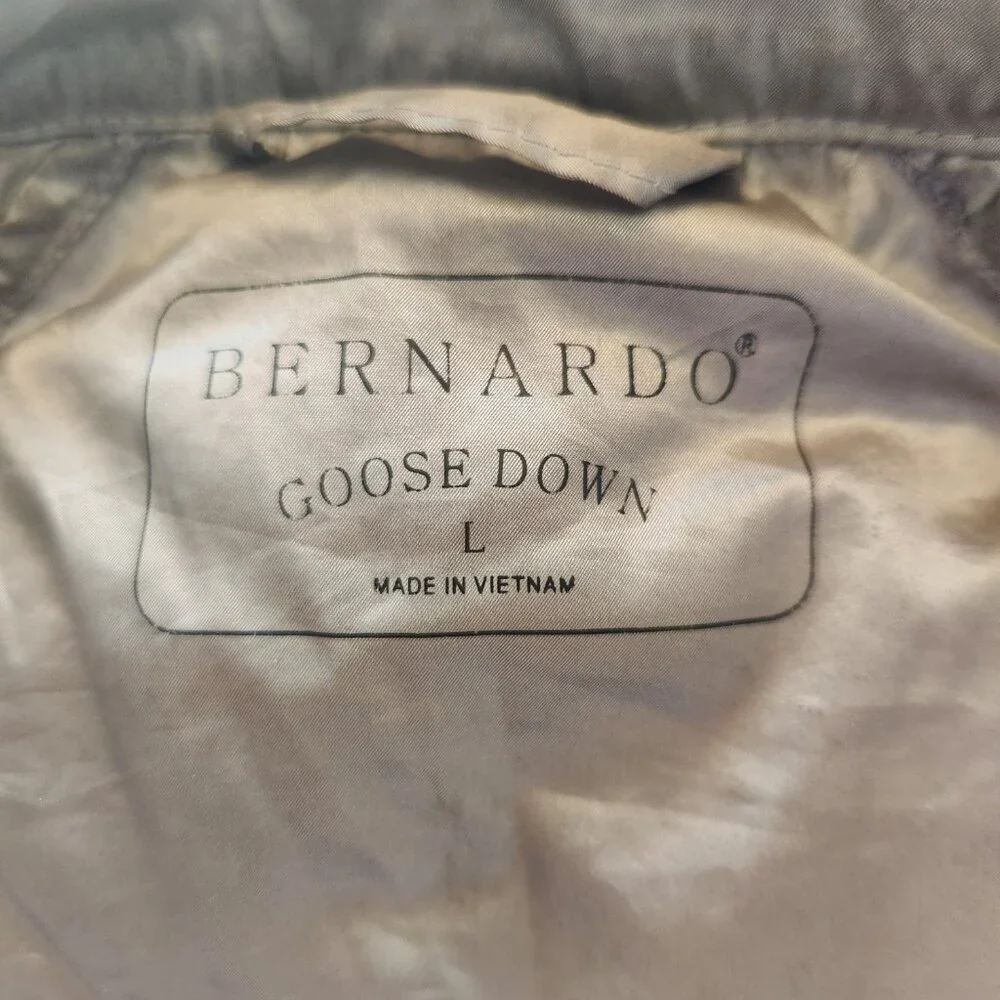 Bernardo Goose Down Metallic Gray Quilted Puffer Vest | Large